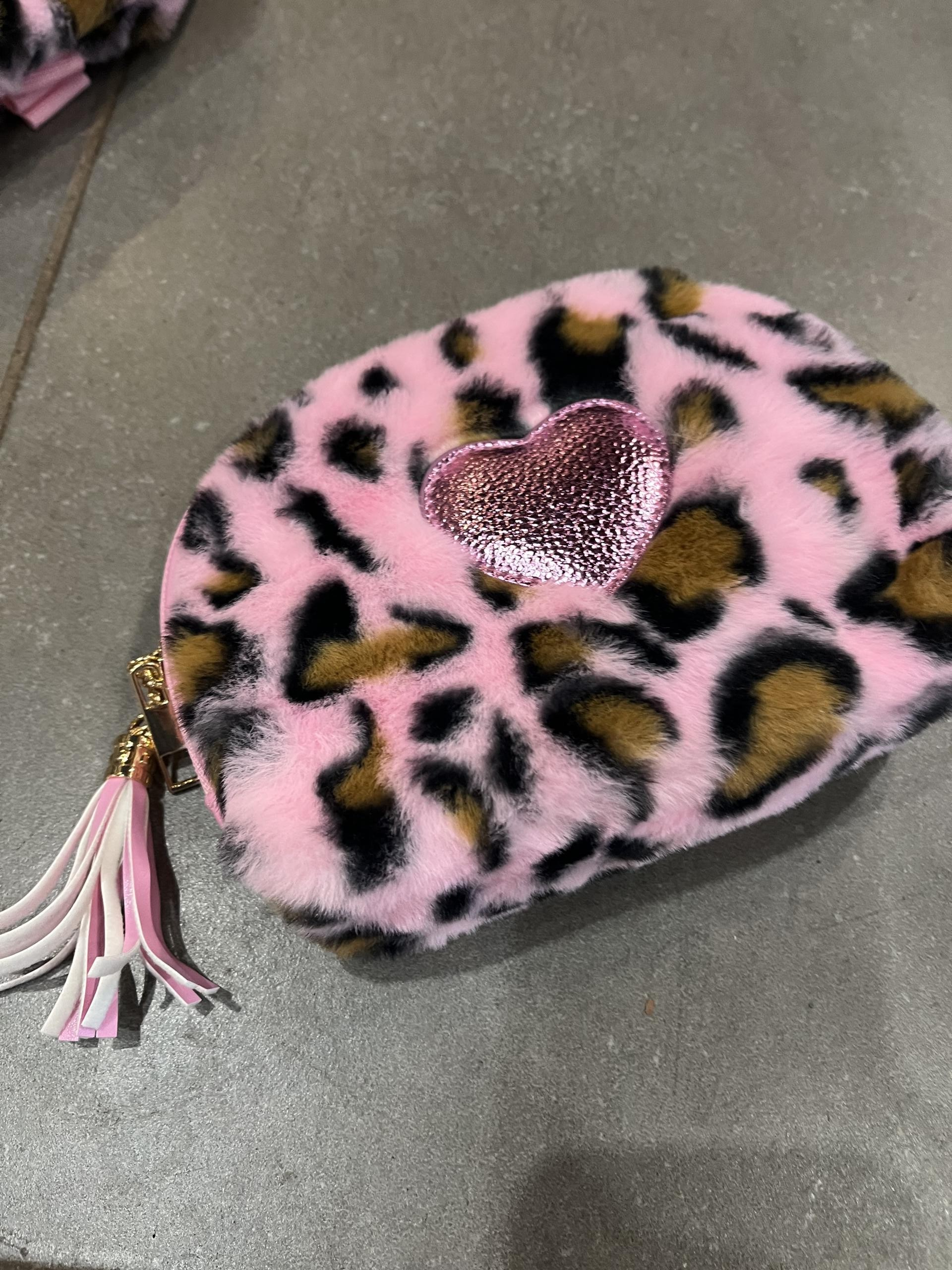 handväska/ necessär i rosa leo-style